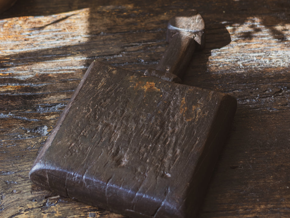 Antique Early 19th Century Primitive Indian Hand-Carved Wooden Masala Tray