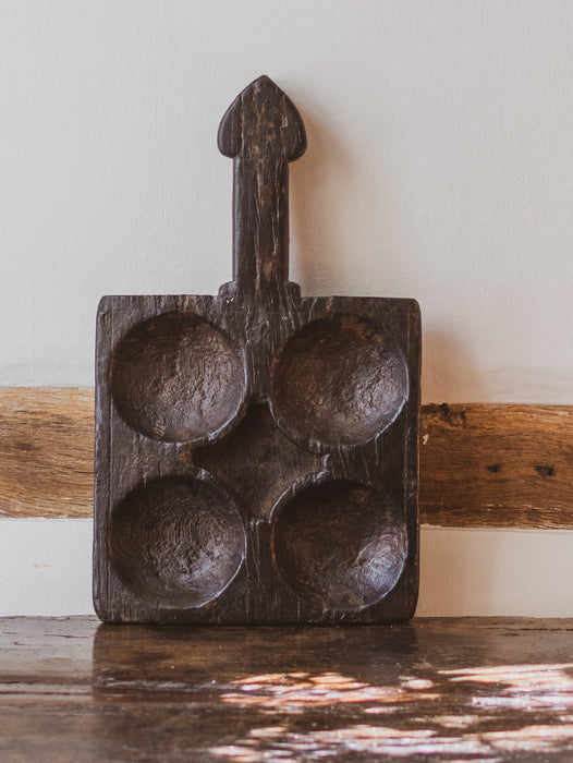 Antique Early 19th Century Primitive Indian Hand-Carved Wooden Masala Tray