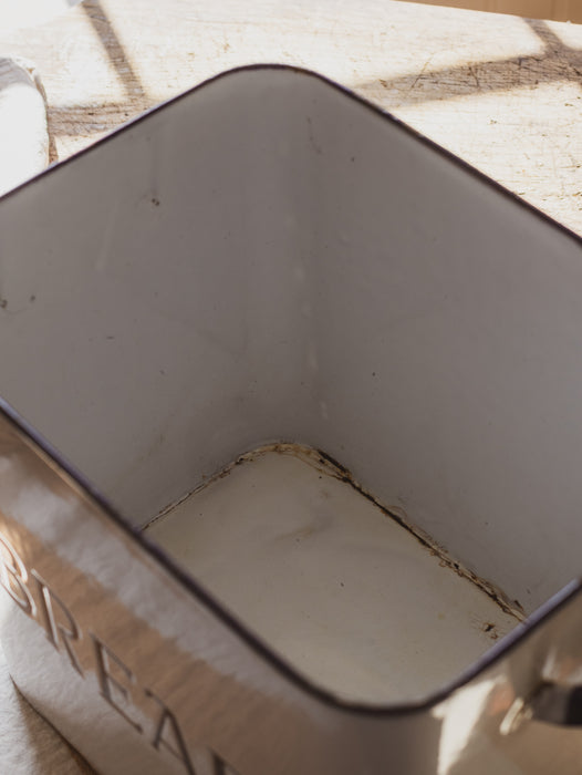 Vintage Large Rectangular Blue & White Enamel Bread Bin