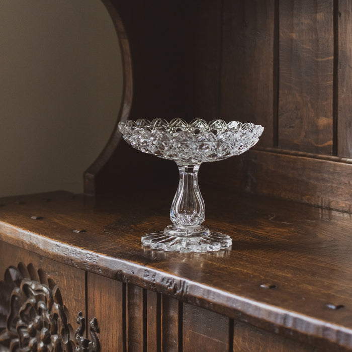 Antique Victorian Crystal Glass Tazza or Comport Dish / Crystal Pedestal Bowl - Small