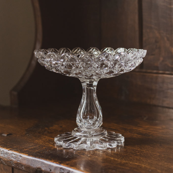 Antique Victorian Crystal Glass Tazza or Comport Dish / Crystal Pedestal Bowl - Small