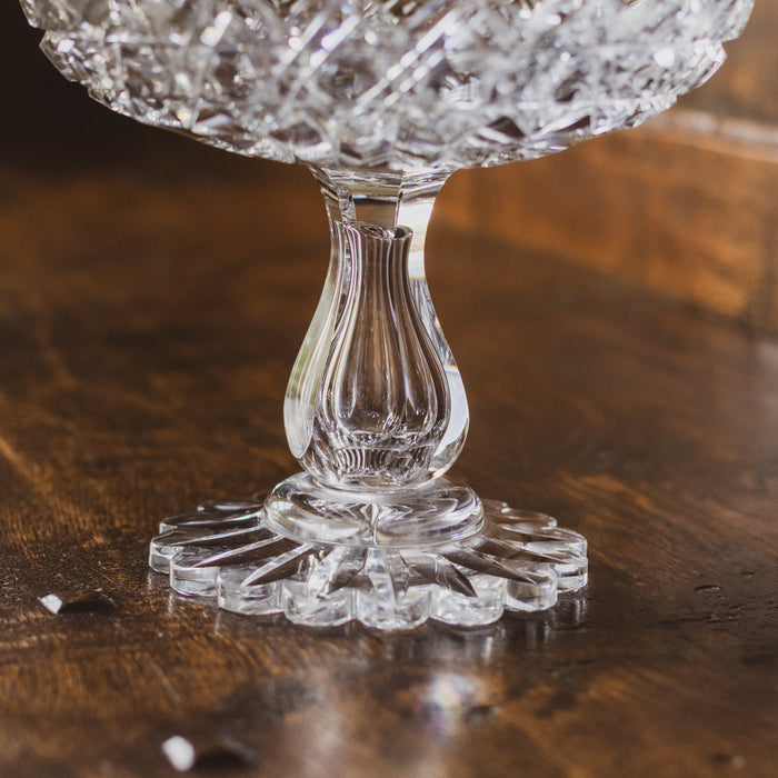 Antique Victorian Crystal Glass Tazza or Comport Dish / Crystal Pedestal Bowl - Small
