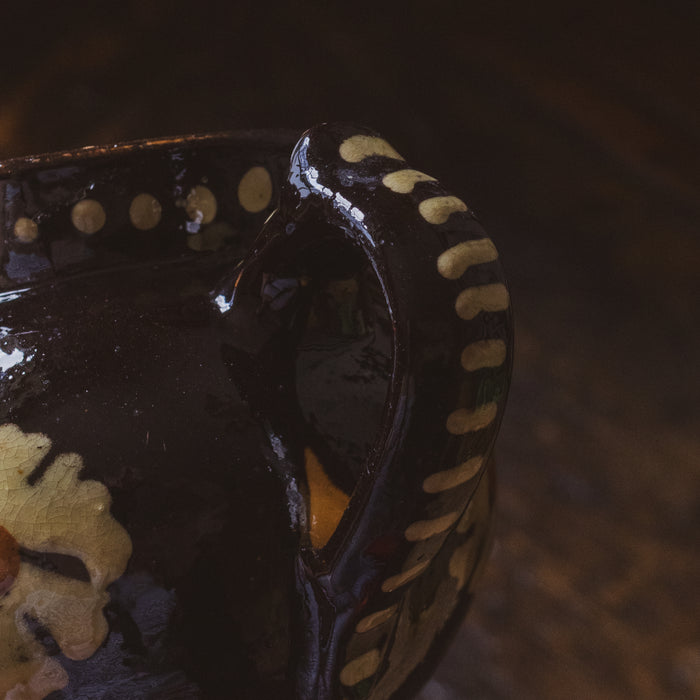 Charming Vintage Savoyard Dark Brown & Floral Motif Teapot with Strainer