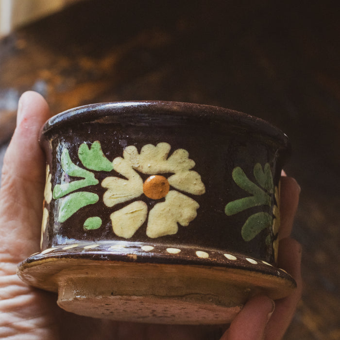 Charming Vintage Savoyard Dark Brown & Floral Motif Teapot with Strainer