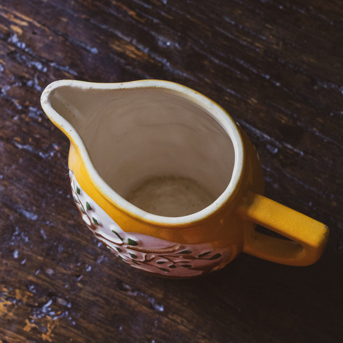 Art Deco Style Yellow Beaked Jug with Inset Tree and Deer Pattern