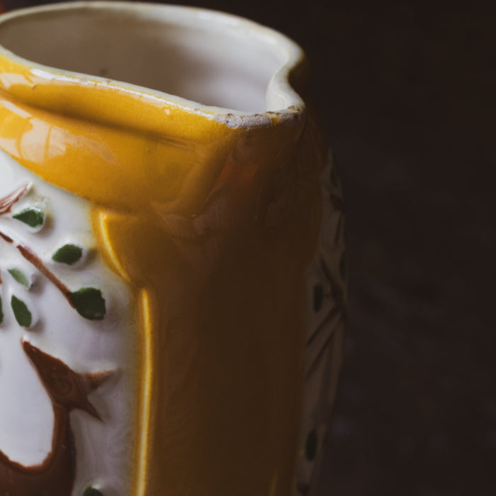 Art Deco Style Yellow Beaked Jug with Inset Tree and Deer Pattern