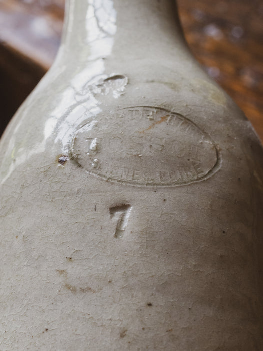 Antique French Grey Beige Stoneware Bottle - Gorgeous Crazing & Patina