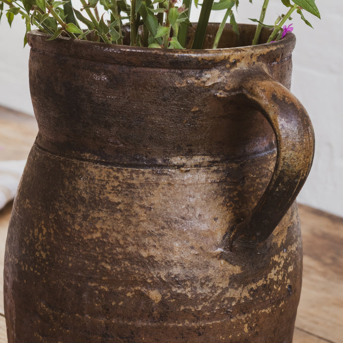 Large Antique French Stoneware Jug Pitcher