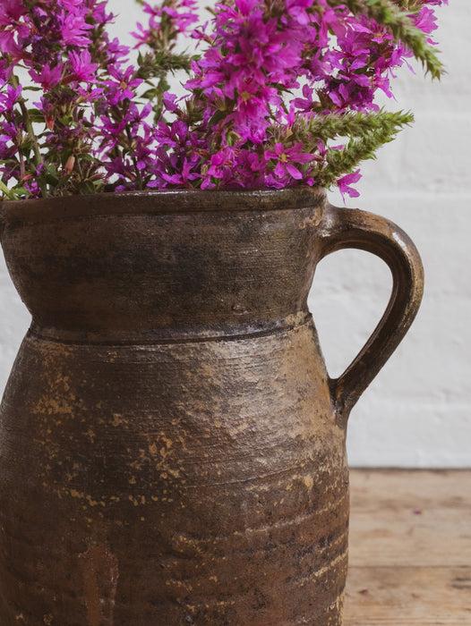 Large Antique French Stoneware Jug Pitcher