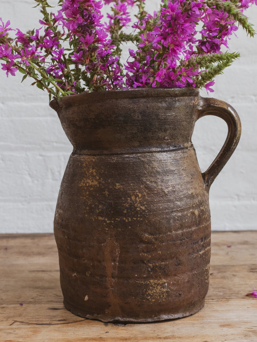 Large Antique French Stoneware Jug Pitcher
