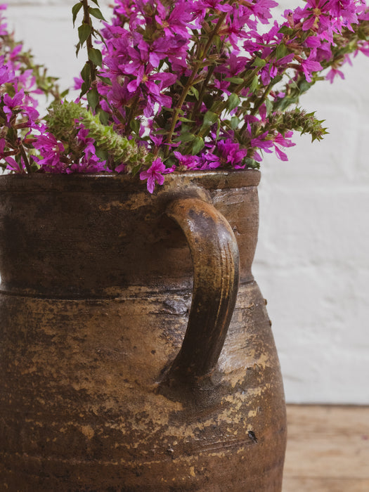 Large Antique French Stoneware Jug Pitcher