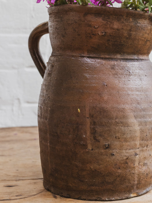Large Antique French Stoneware Jug Pitcher