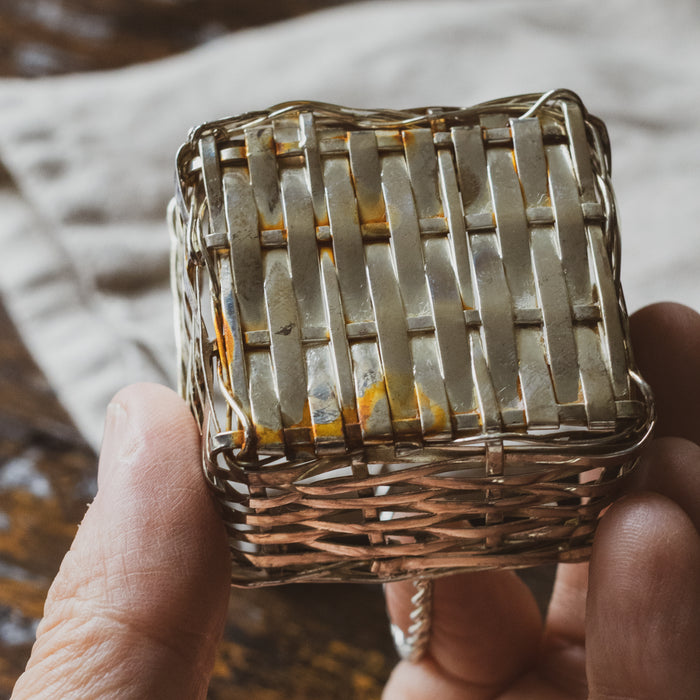Vintage Silver-Plated 4 Geese Napkin Rings in a Basket / Price is for Both Sets of 4