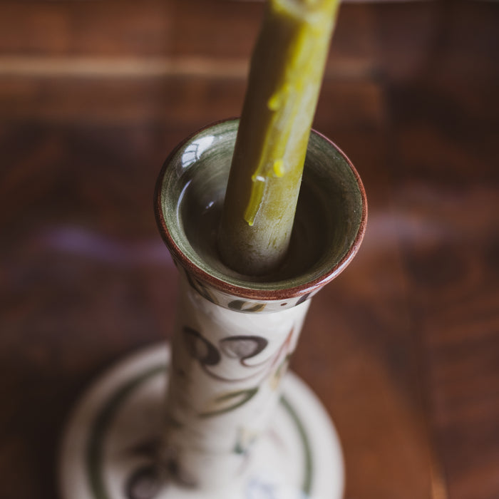 Vintage Hand-Painted Ceramic Candlestick - Zimbabwe 2003