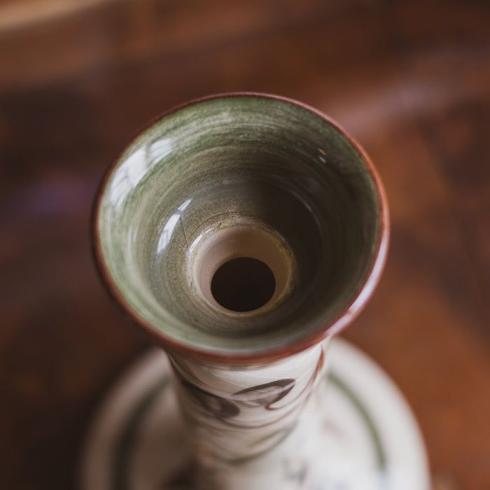 Vintage Hand-Painted Ceramic Candlestick - Zimbabwe 2003