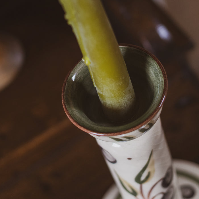 Vintage Hand-Painted Ceramic Candlestick - Zimbabwe 2003