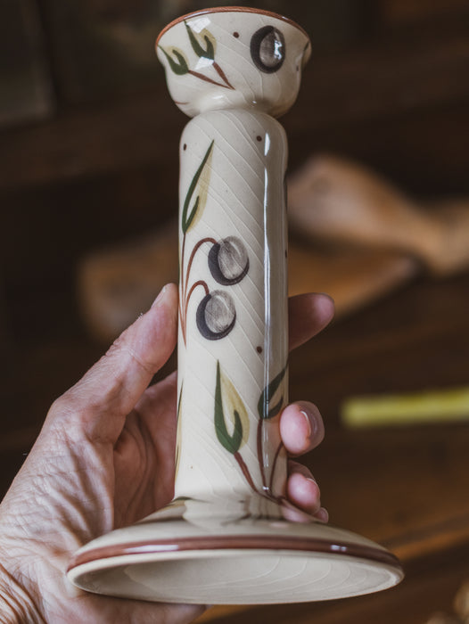 Vintage Hand-Painted Ceramic Candlestick - Zimbabwe 2003
