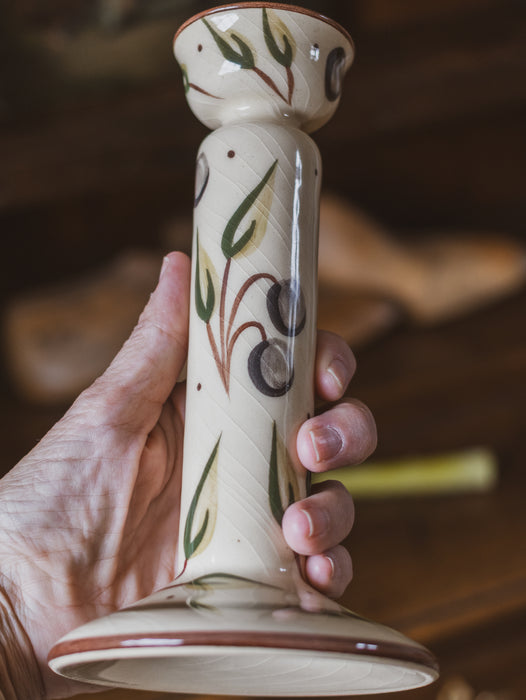 Vintage Hand-Painted Ceramic Candlestick - Zimbabwe 2003
