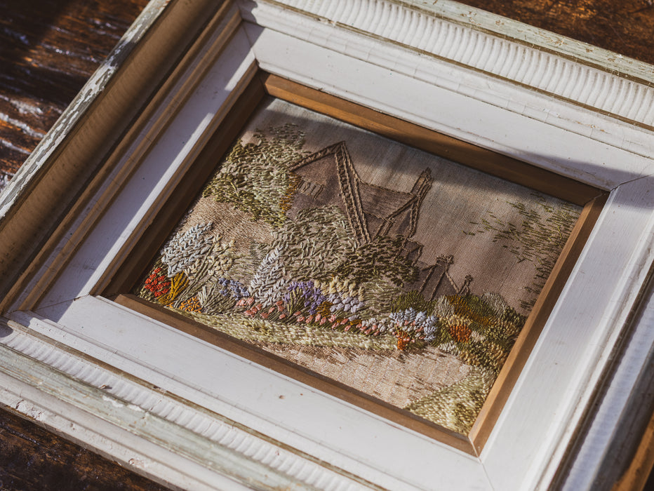 Antique Edwardian Crewel Embroidery Picture - Circa 1910