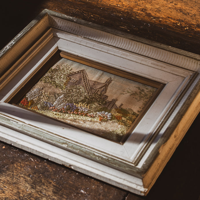 Antique Edwardian Crewel Embroidery Picture - Circa 1910