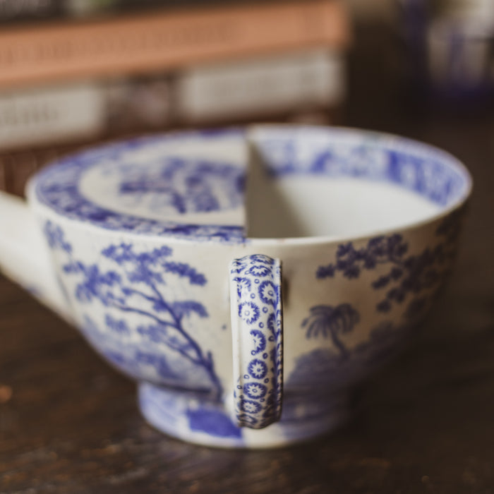 Antique Spode Feeding Cup - Blue & White "Tower" Pattern - Mid 19th Century