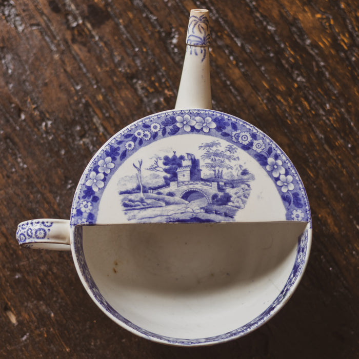 Antique Spode Feeding Cup - Blue & White "Tower" Pattern - Mid 19th Century