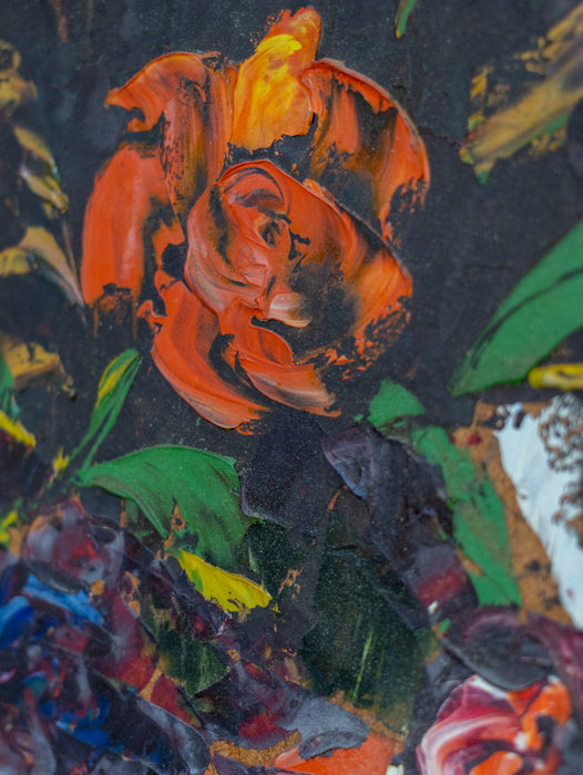Large Antique French Floral Still Life Oil Painting on Board - Pierre Pavone, Early 20th Century