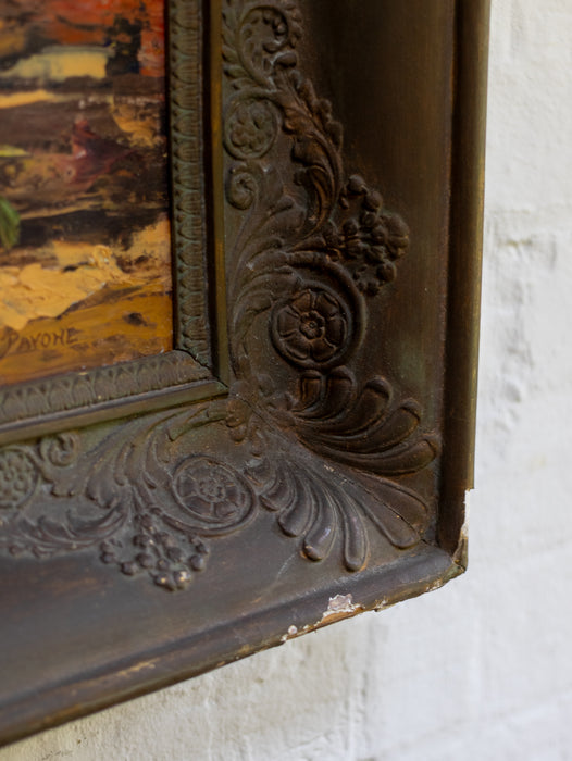 Large Antique French Floral Still Life Oil Painting on Board - Pierre Pavone, Early 20th Century