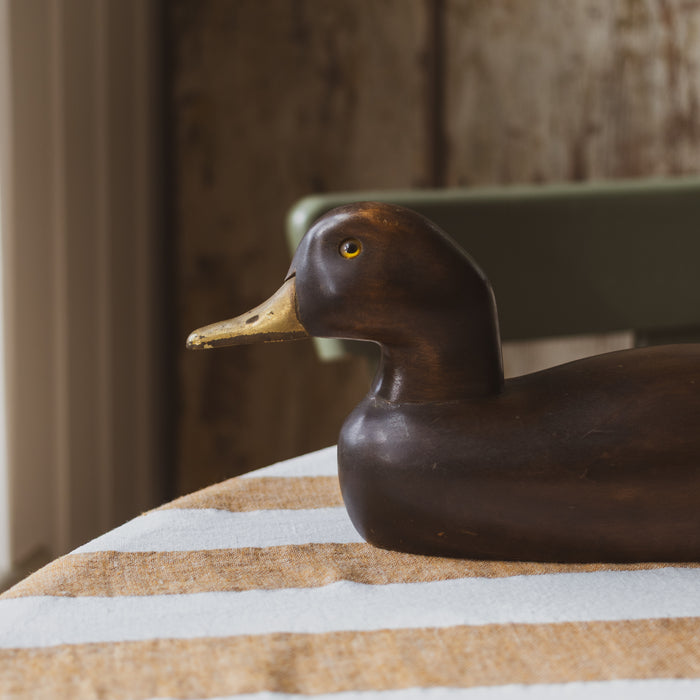 Vintage Decoy Duck - Solid Wood with Brass Beak