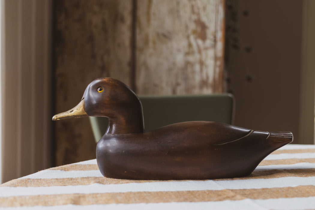 Vintage Decoy Duck - Solid Wood with Brass Beak