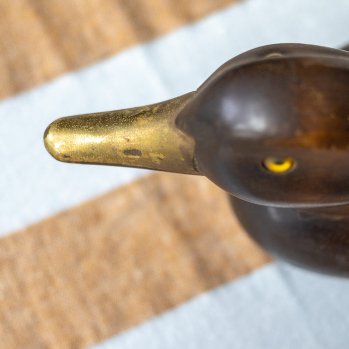 Vintage Decoy Duck - Solid Wood with Brass Beak