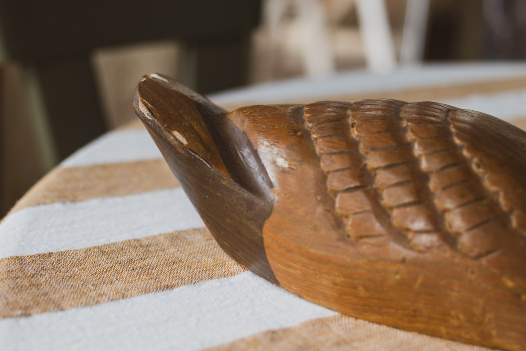 Vintage Decoy Duck - Solid Wood Hand-Carved