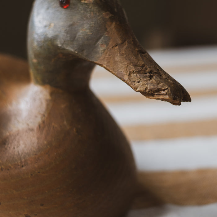 Vintage Decoy Duck - Solid Wood Hand-Carved