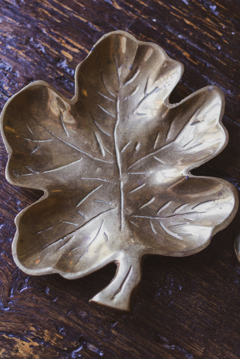 Vintage Solid Brass 'Leaf' Trinket Dishes (Price for Pair)