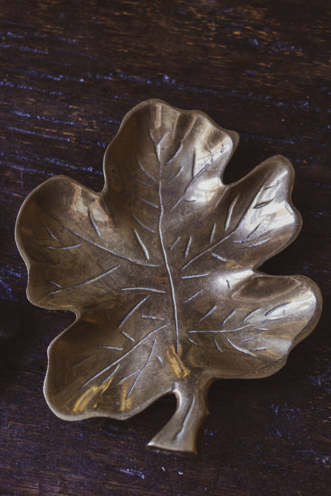 Vintage Solid Brass 'Leaf' Trinket Dishes (Price for Pair)