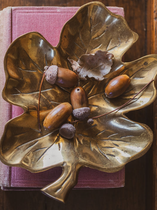 Vintage Solid Brass 'Leaf' Trinket Dishes (Price for Pair)