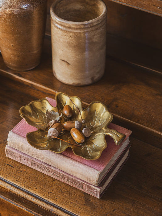 Vintage Solid Brass 'Leaf' Trinket Dishes (Price for Pair)