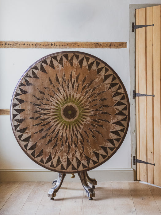 Antique Victorian Folk-Art Painted Tilt-Top Breakfast Table