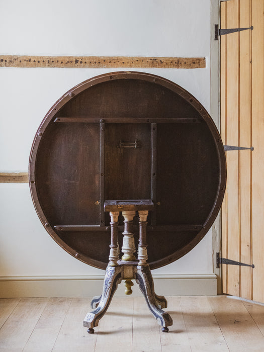 Antique Victorian Folk-Art Painted Tilt-Top Breakfast Table