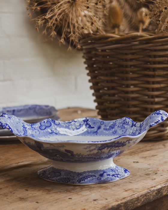 19th Century Spode Blue & White Castle Pattern Pedestal Bowl