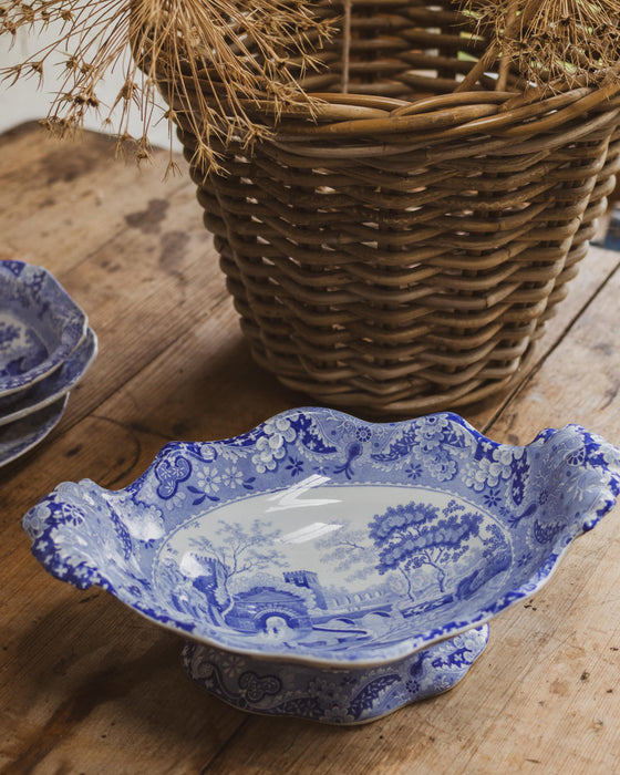 19th Century Spode Blue & White Castle Pattern Pedestal Bowl