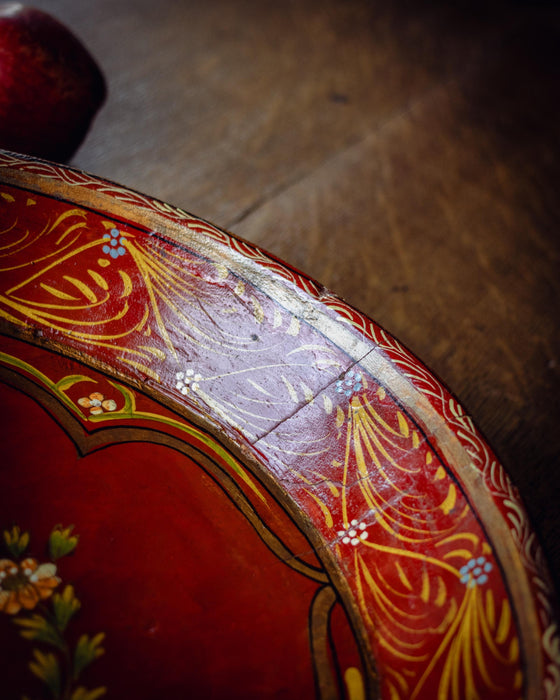 Vintage Indian Handcarved Folk Art Painted Wooden Bowl