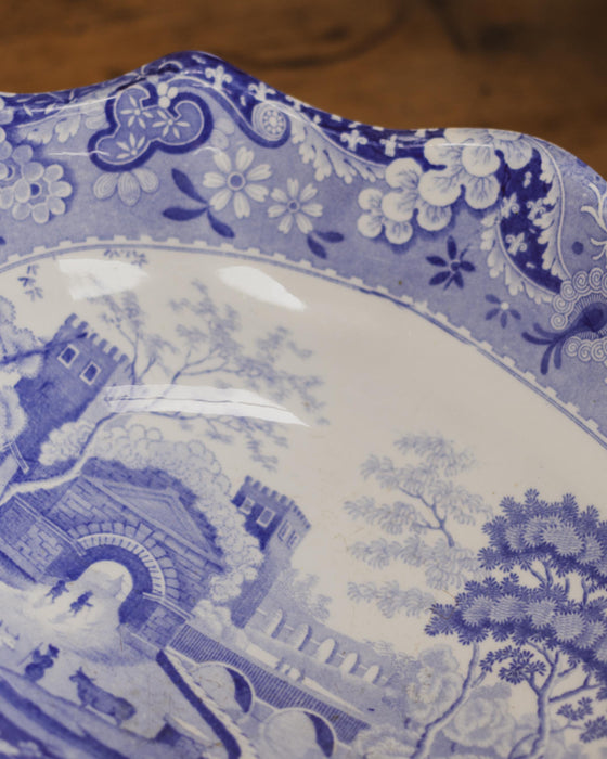 19th Century Spode Blue & White Castle Pattern Pedestal Bowl