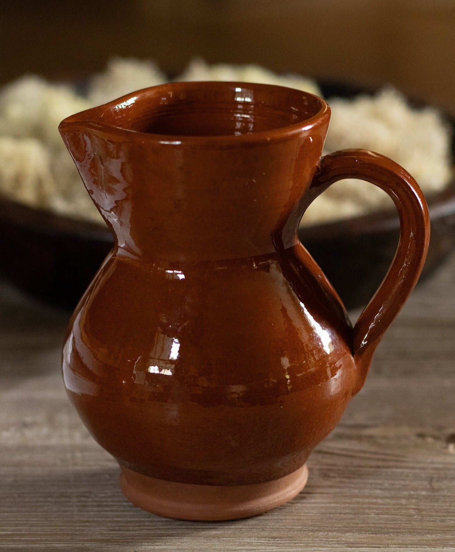 Set of Two Brown Glazed Vintage Jugs Vases