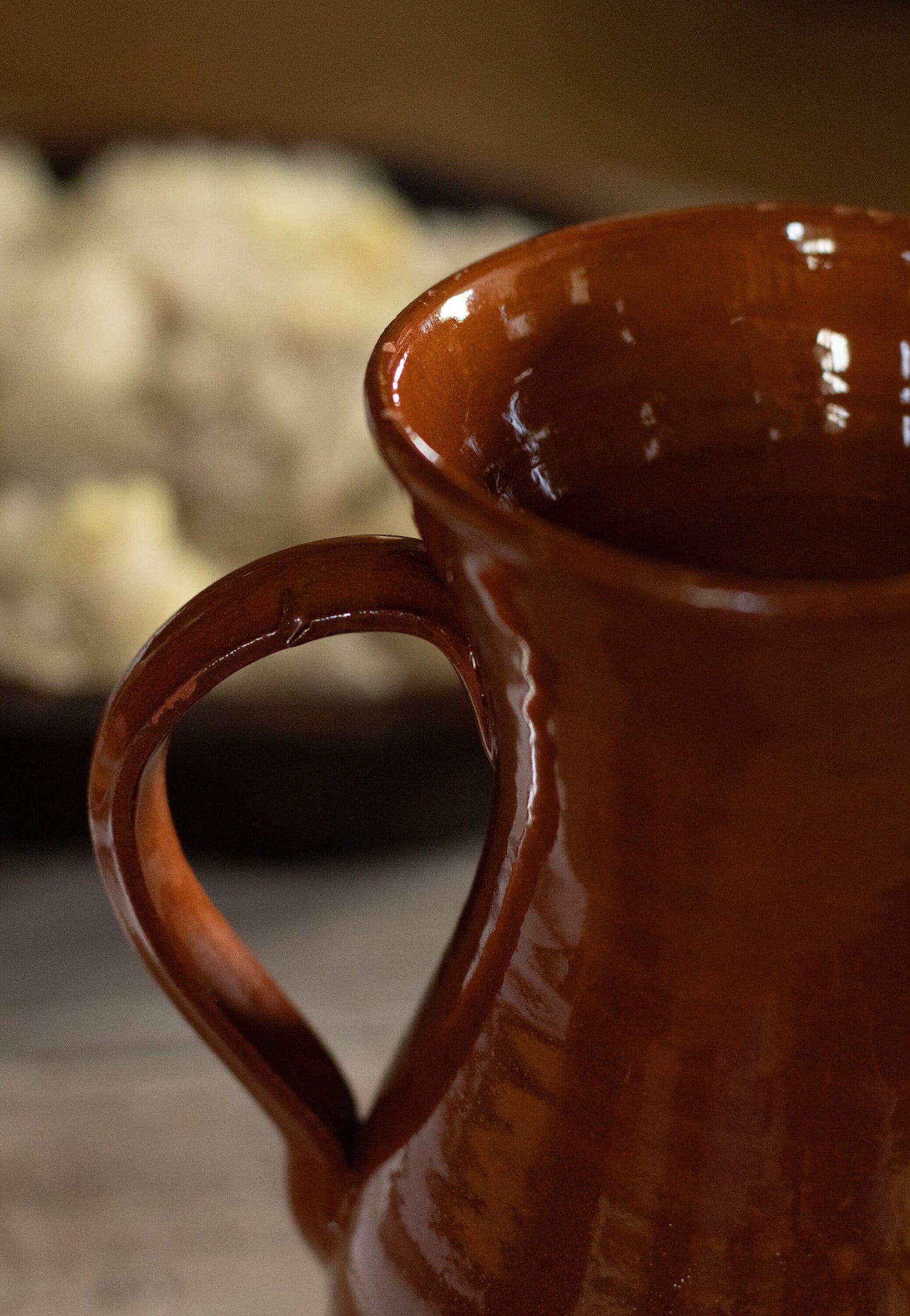 Set of Two Brown Glazed Vintage Jugs Vases