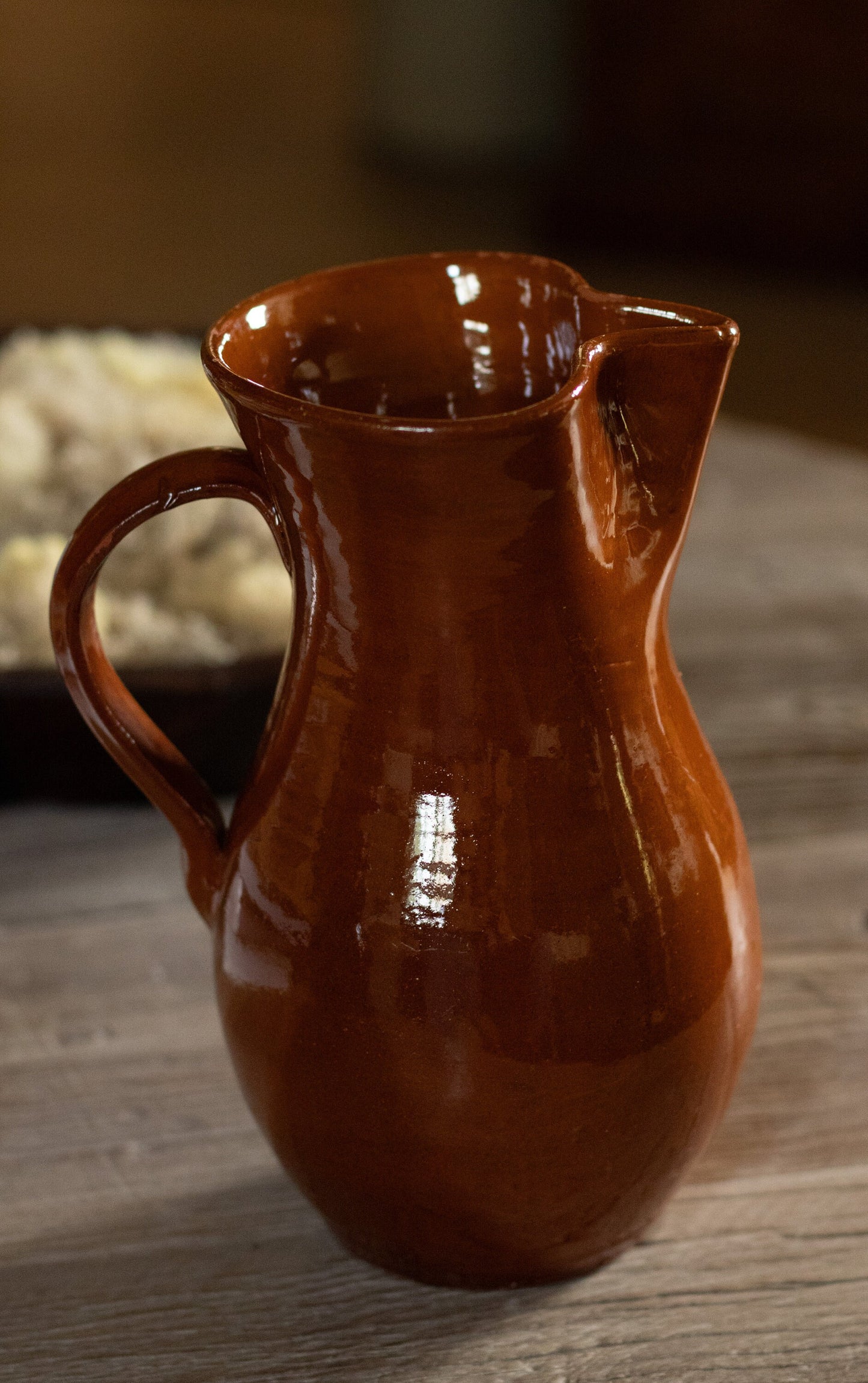 Set of Two Brown Glazed Vintage Jugs Vases